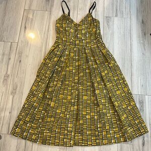 Moda International yellow and gray cotton dress size 6